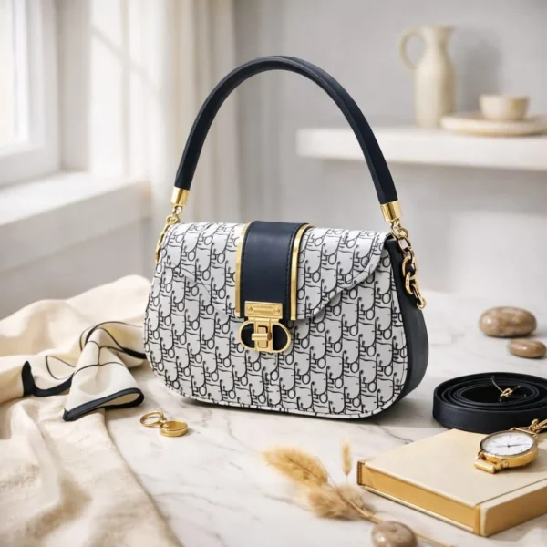 Women's Leather Plain Shoulder Bag whitw