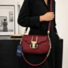 Women's Leather Plain Shoulder Bag Mahroon